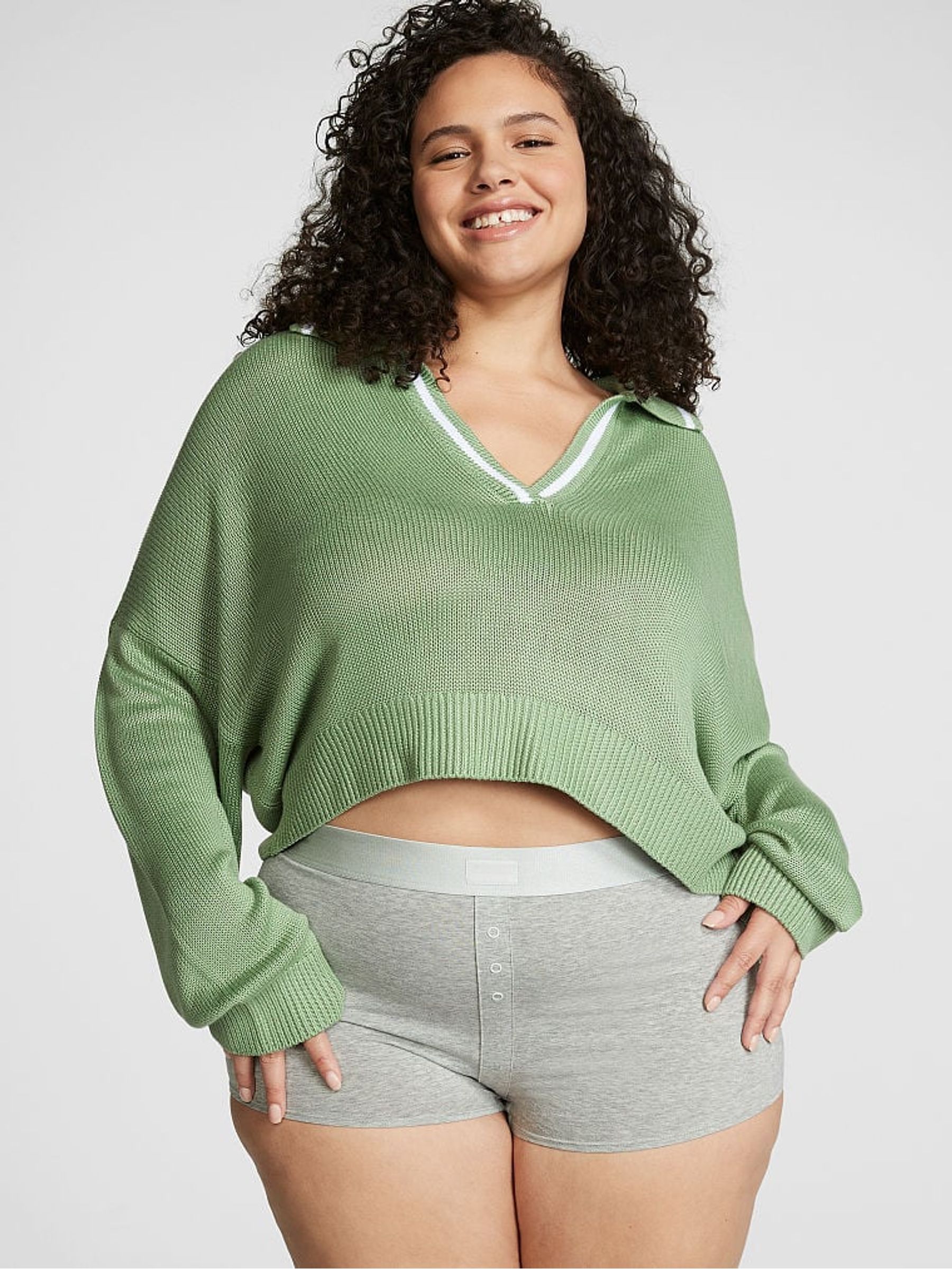 Wild Grass Green V-Neck Jumper