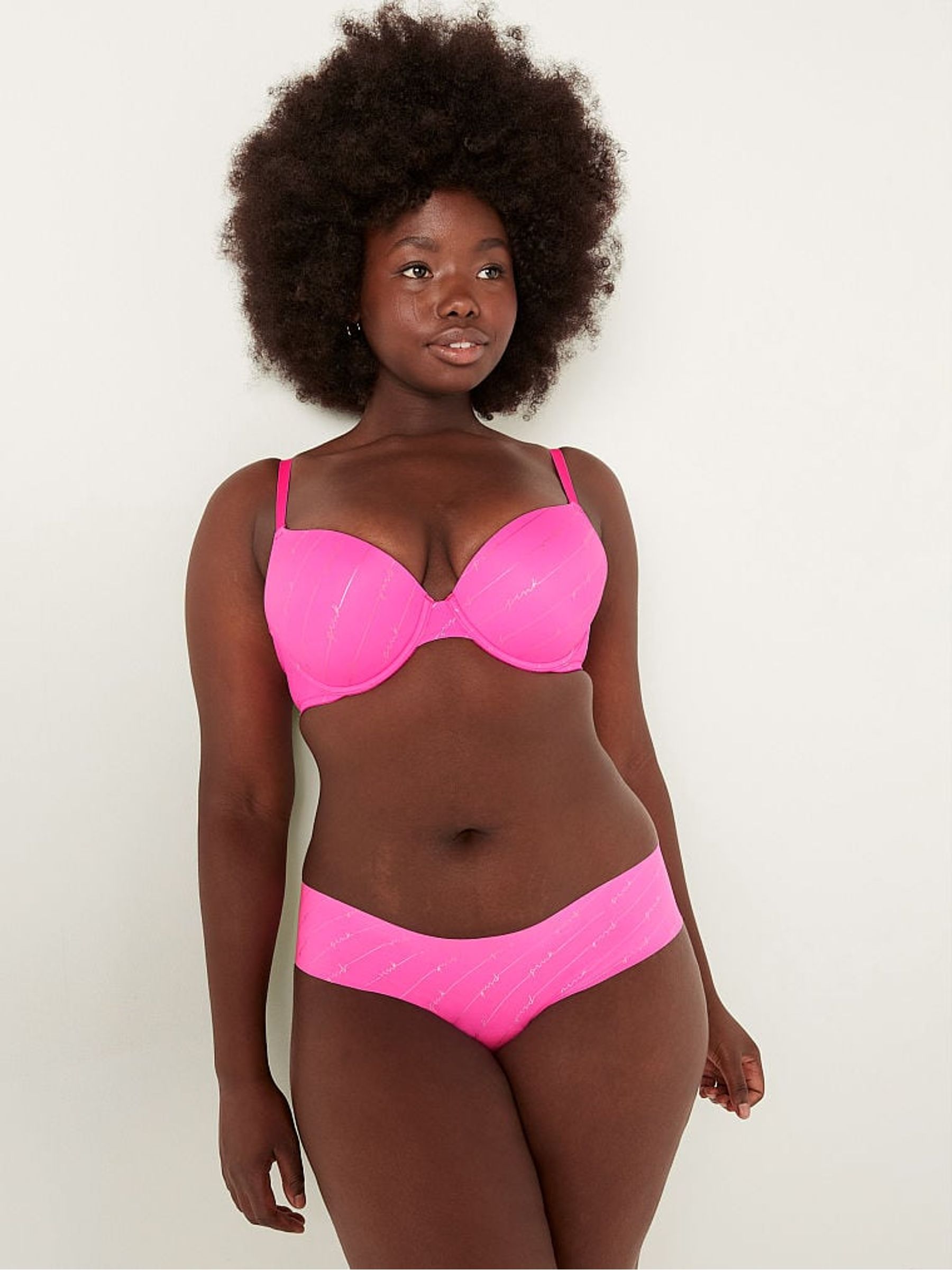 Atomic Pink Script Smooth Push Up Bra