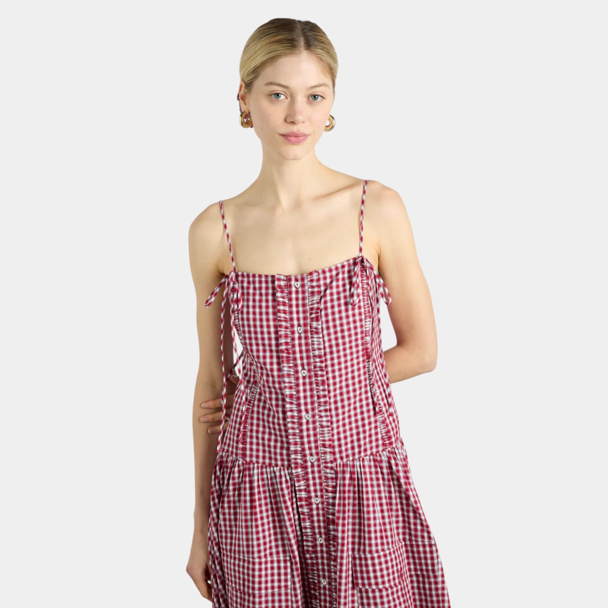 Damson Madder Faith Midi Dress - Cherry Gingham