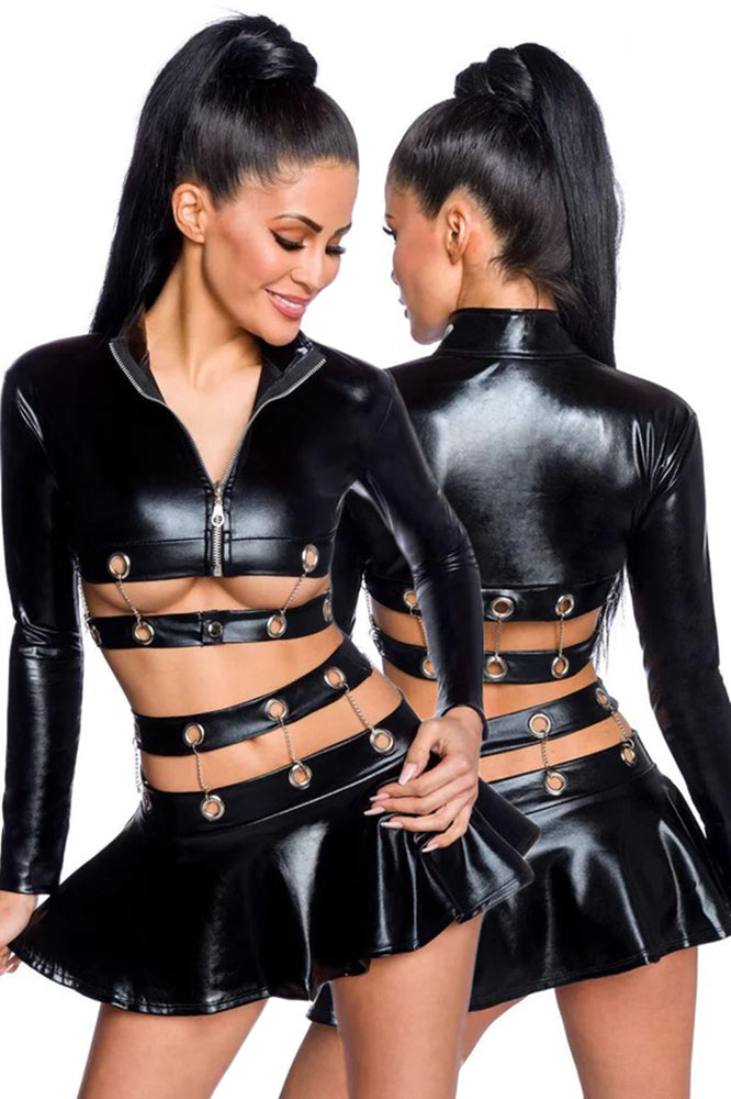 Saresia Metal Wetlook Set with Skirt (XL)