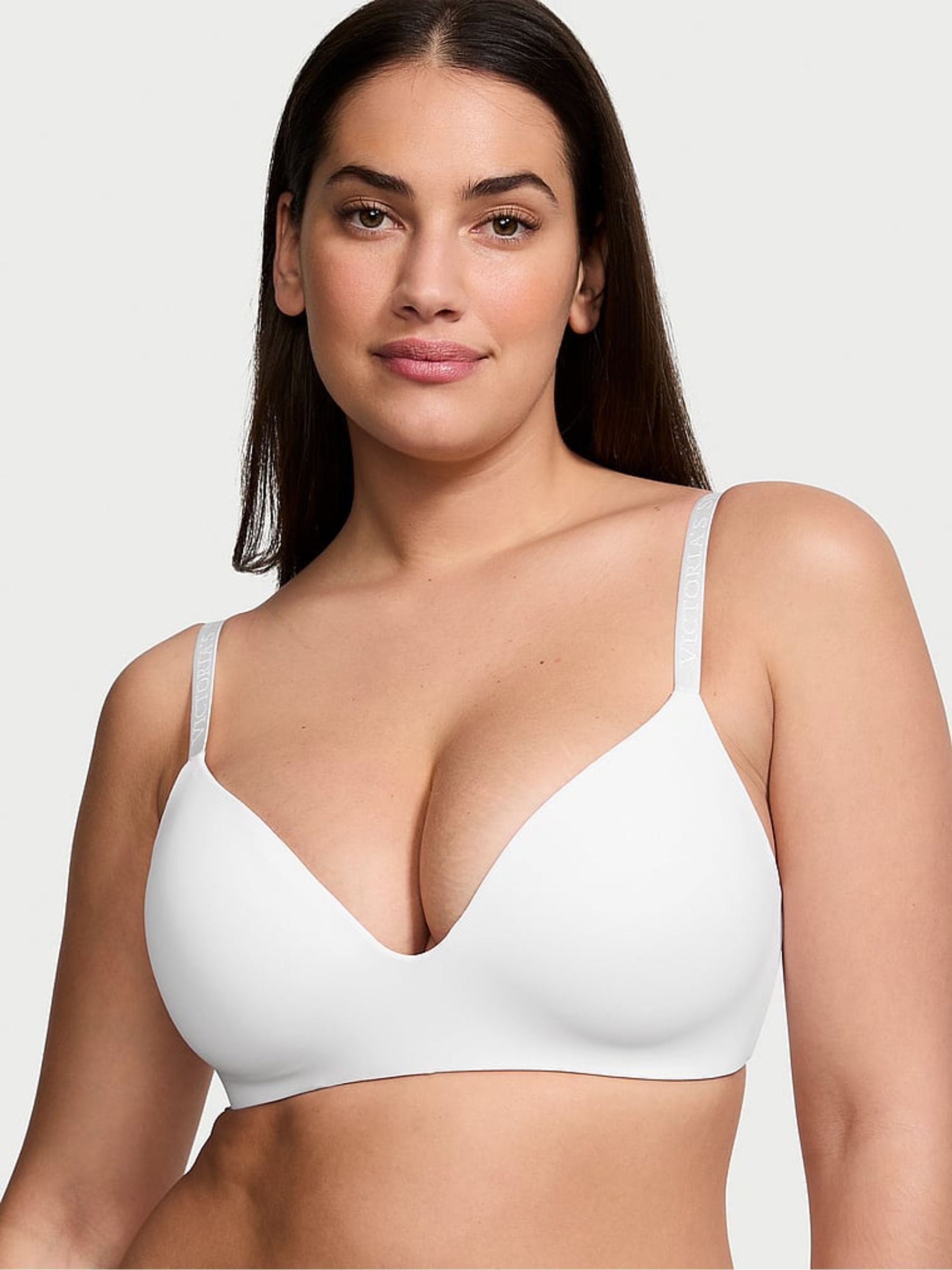 White Strap Lightly Lined Non Wired Logo Bra