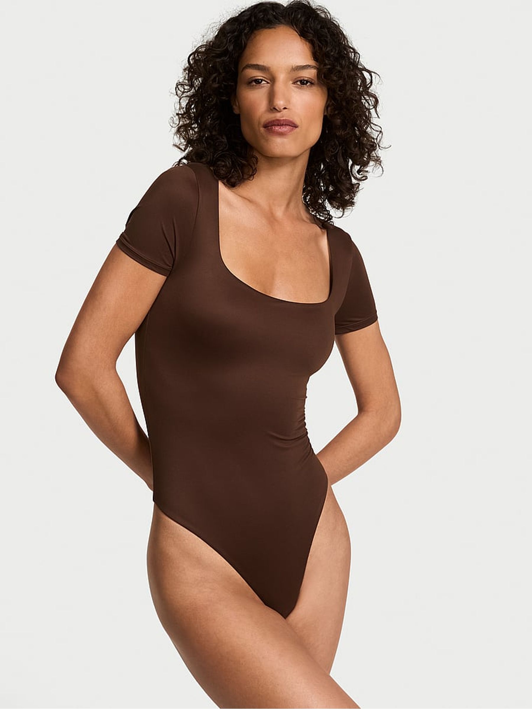 Ganache Brown FeatherSoft™ Square Neck Bodysuit