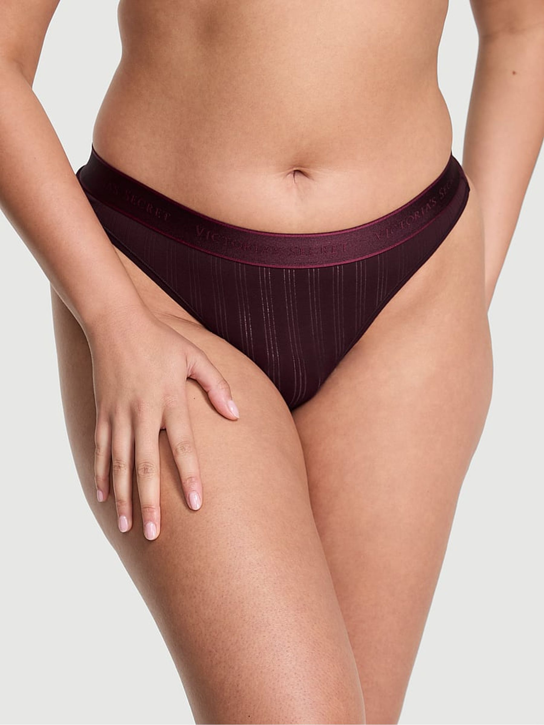 Winter Wine Purple Thong Modal Logo Knickers