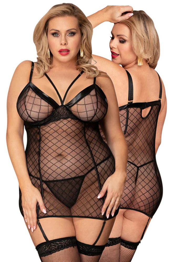 YesX Plus Size Black Chemise