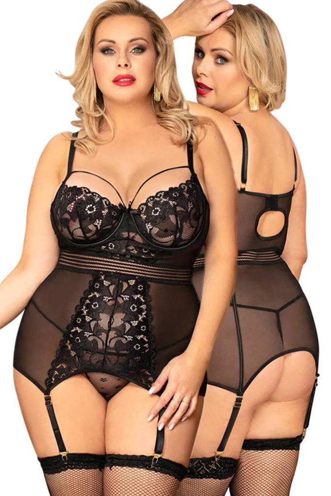 YesX Plus Size Floral Lace Chemise