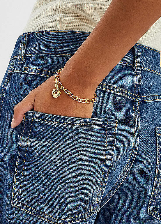 Accessorize 14ct Gold-Plated Heart T-Bar Bracelet