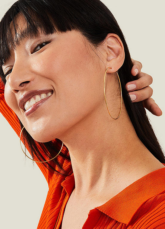 Accessorize 14Ct Gold-Plated Large Thin Hoops