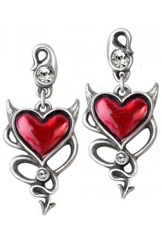 Alchemy Devil Heart Stud Earrings Pair UL17 ULFE22