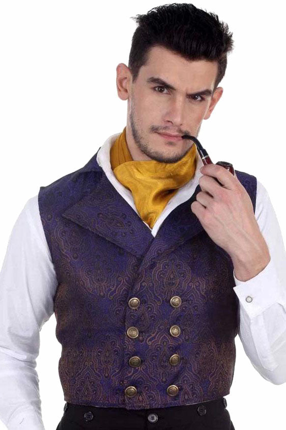 Aristocrat Steampunk Waistcoat Blue Gold
