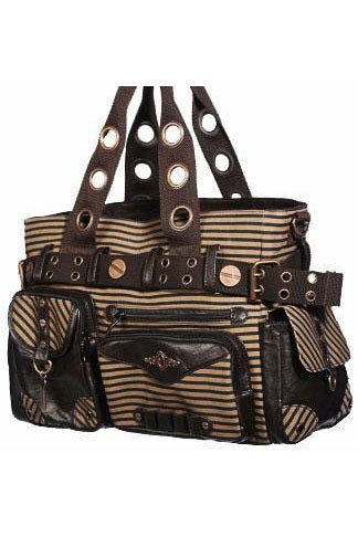 Banned Brown Striped Steampunk Shoulder Bag