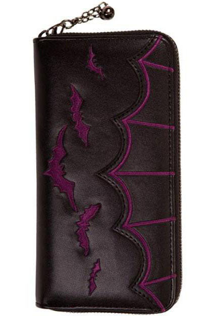 Banned Purple Bats Embroidery Purse