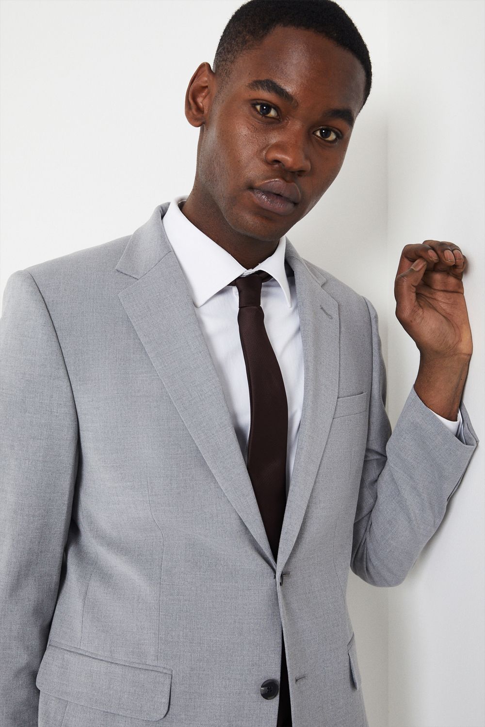 Light Grey Tailored Fit Essential Suit Jacket