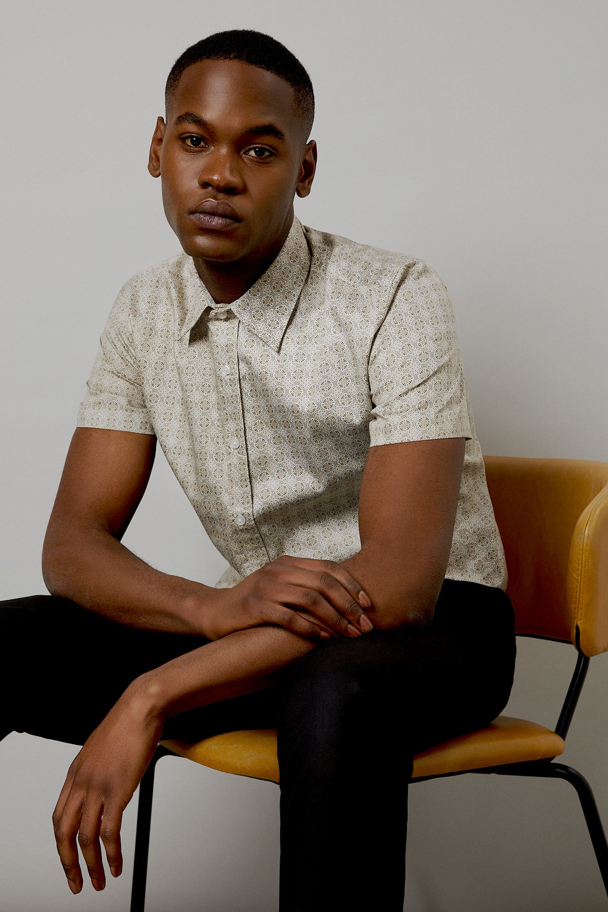 Off White Tile Print Short Sleeve Shirt