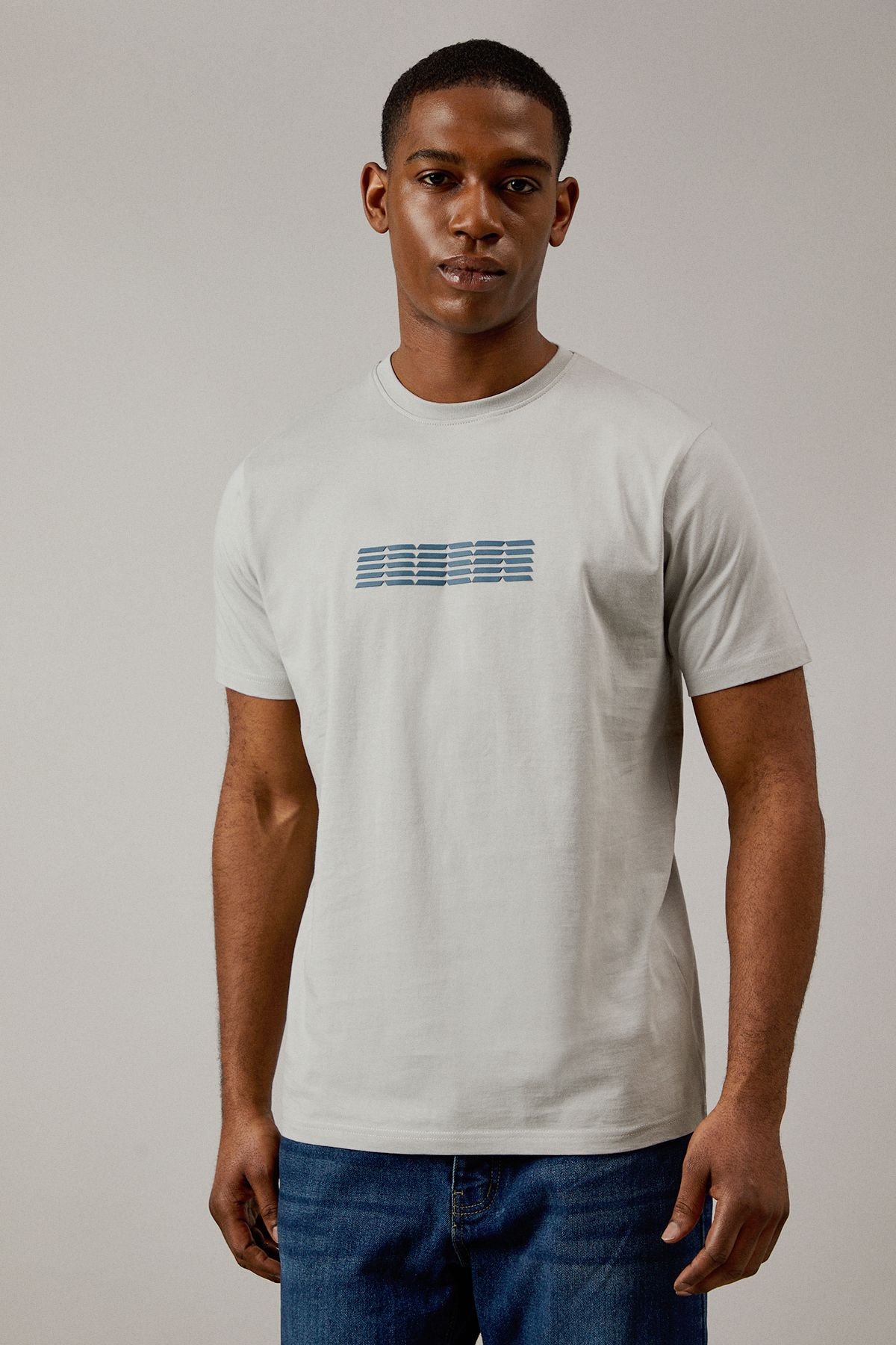 Light Grey Soundwave Print T-shirt