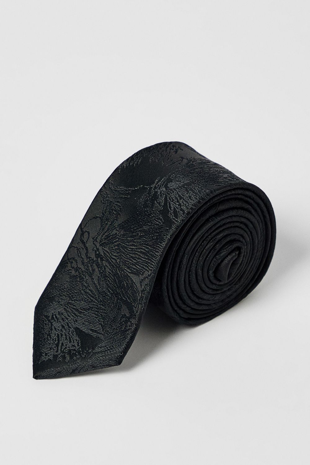Black Floral Textured Tie