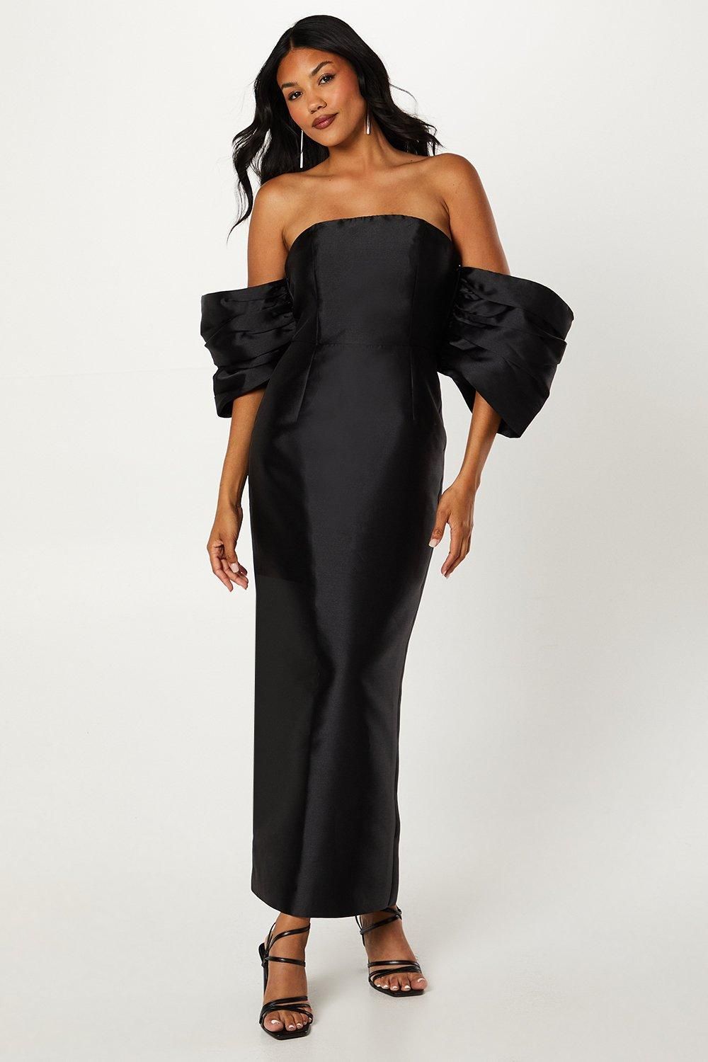 Detachable Shrug Multiway Twill Maxi Dress