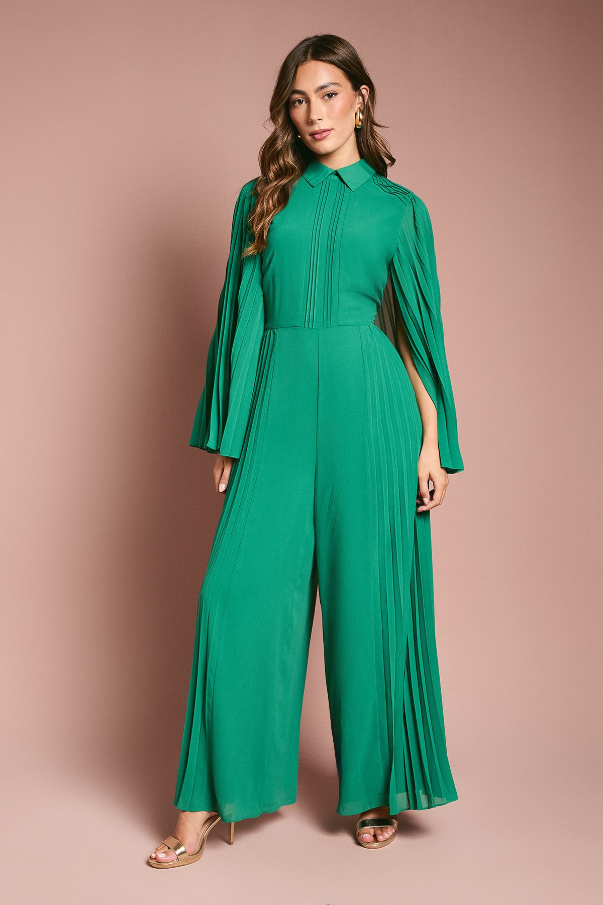 Pleat Wide Leg Jumpsuit