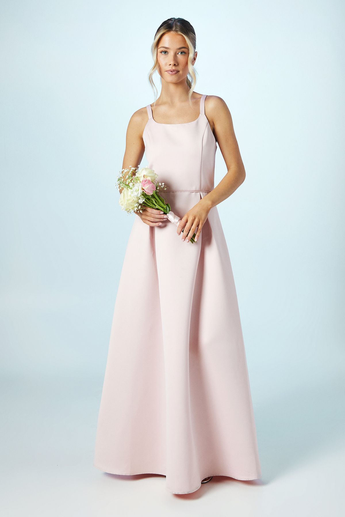 Teen Structured Satin Full Skirted Bridesmaid Dress