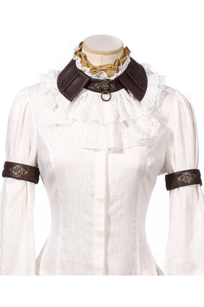 RQBL  White Jabot and Wristbands