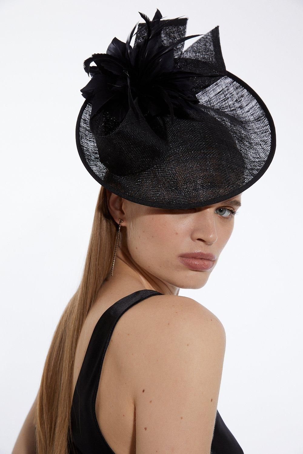 Asymmetric Disk Fascinator With Feather Detail