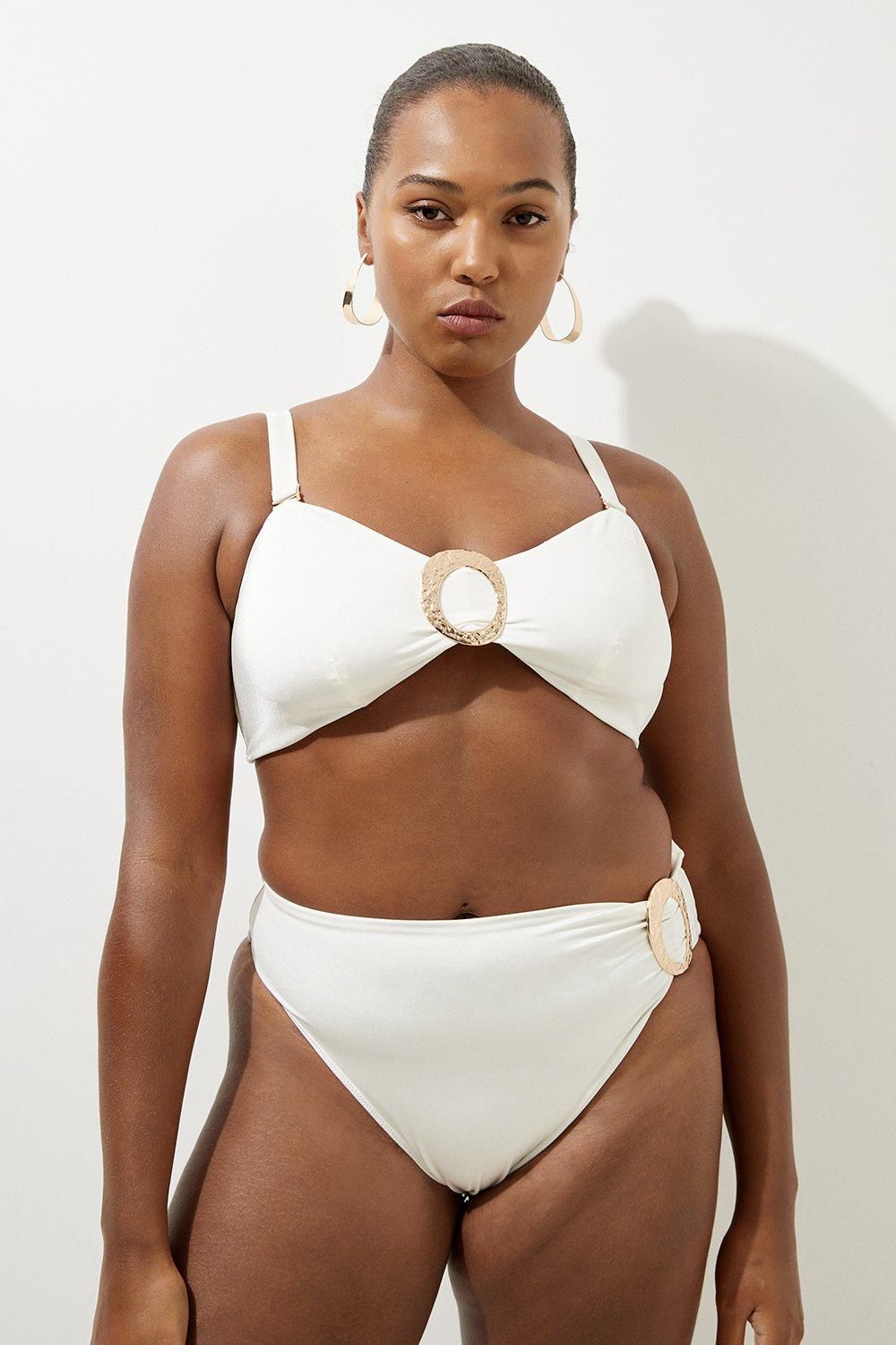 Plus Size Slinky Trim Detail Bikini Bottoms