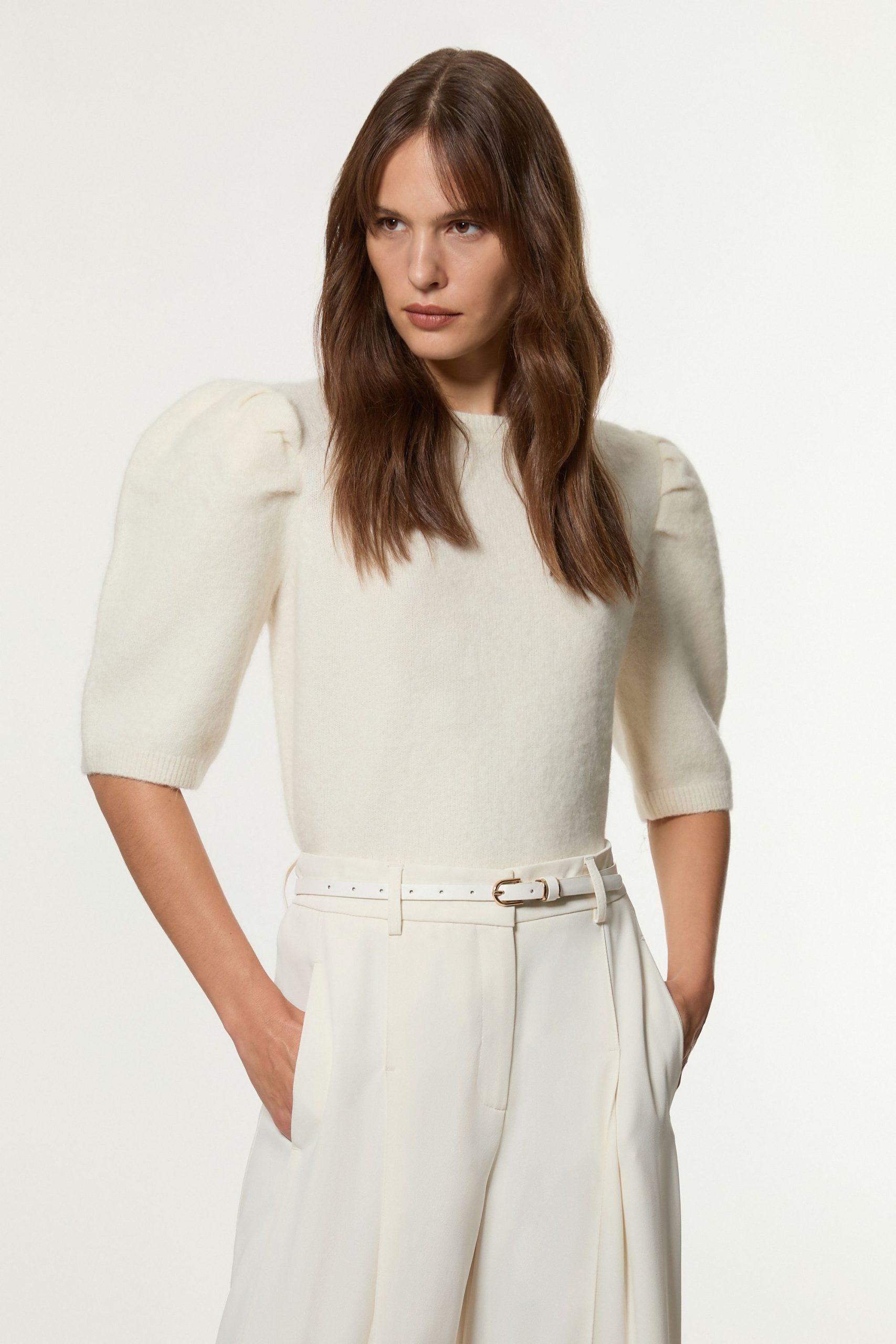 Alpaca Wool Fluffy Knit Crew Neck Top