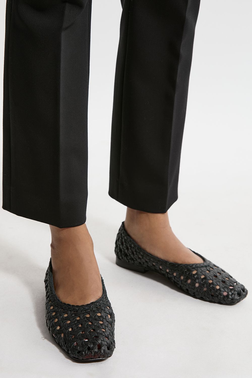 Leather Woven Ballet Pump