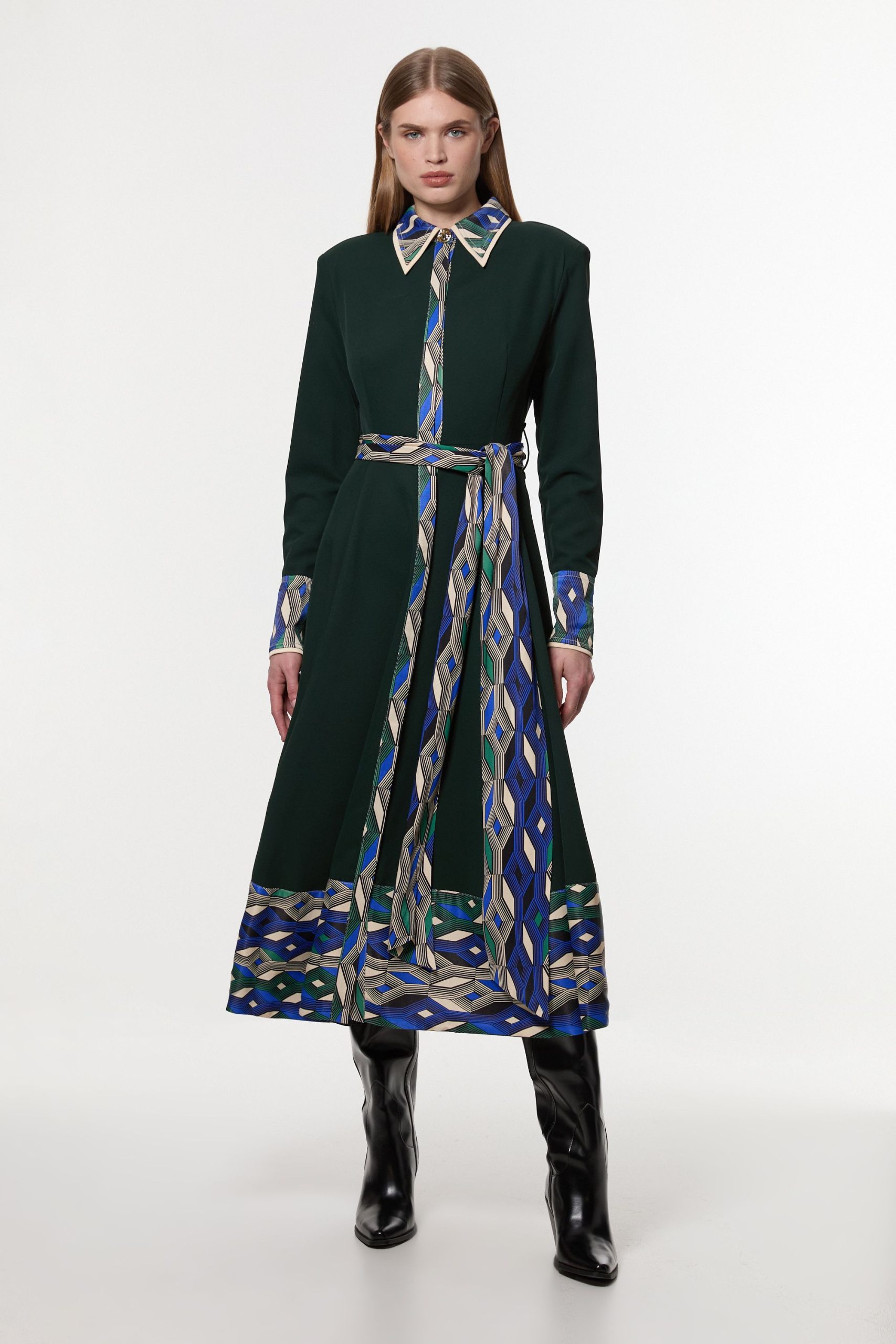 Amelia Graham Printed Twill Border Print Maxi Dress