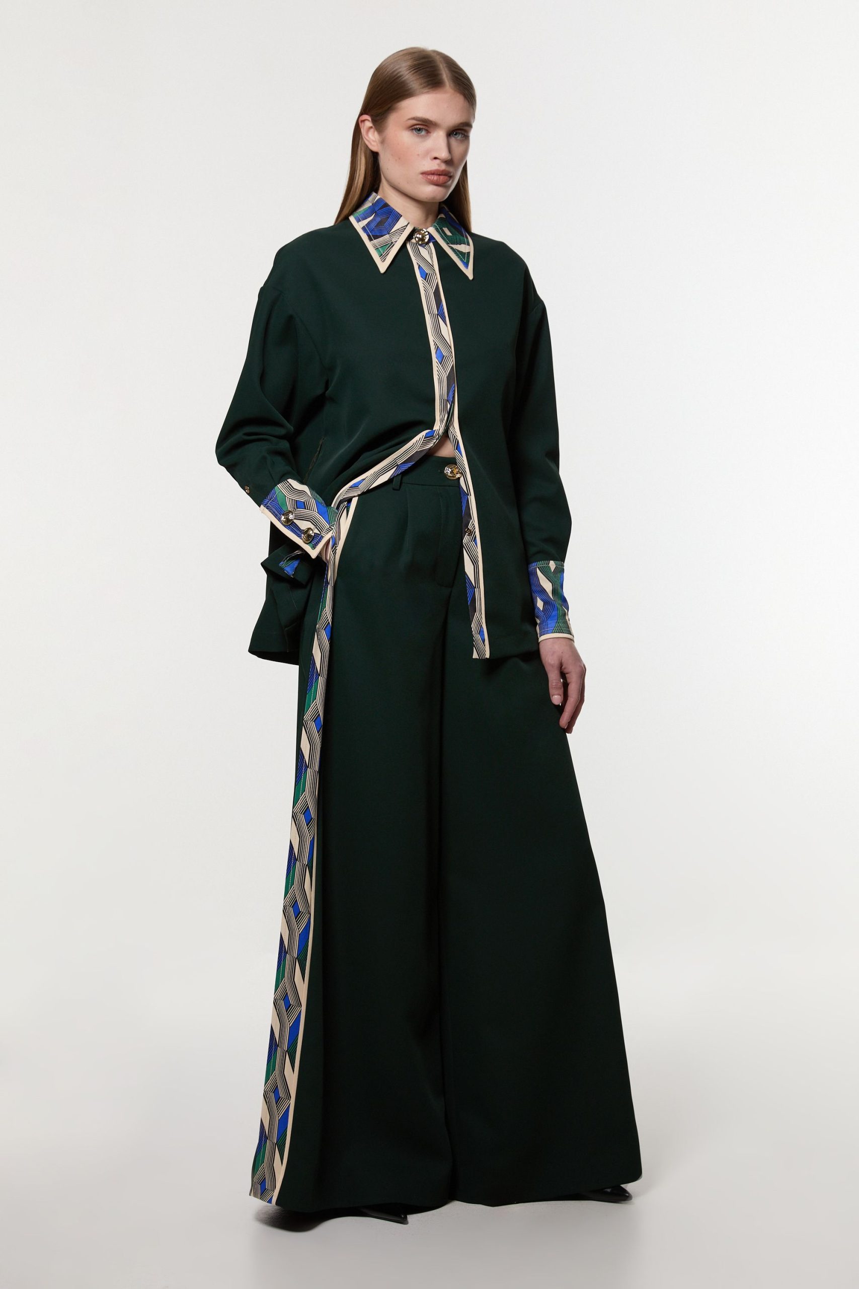 Amelia Graham Printed Viscose Satin Hight Waist Trouser