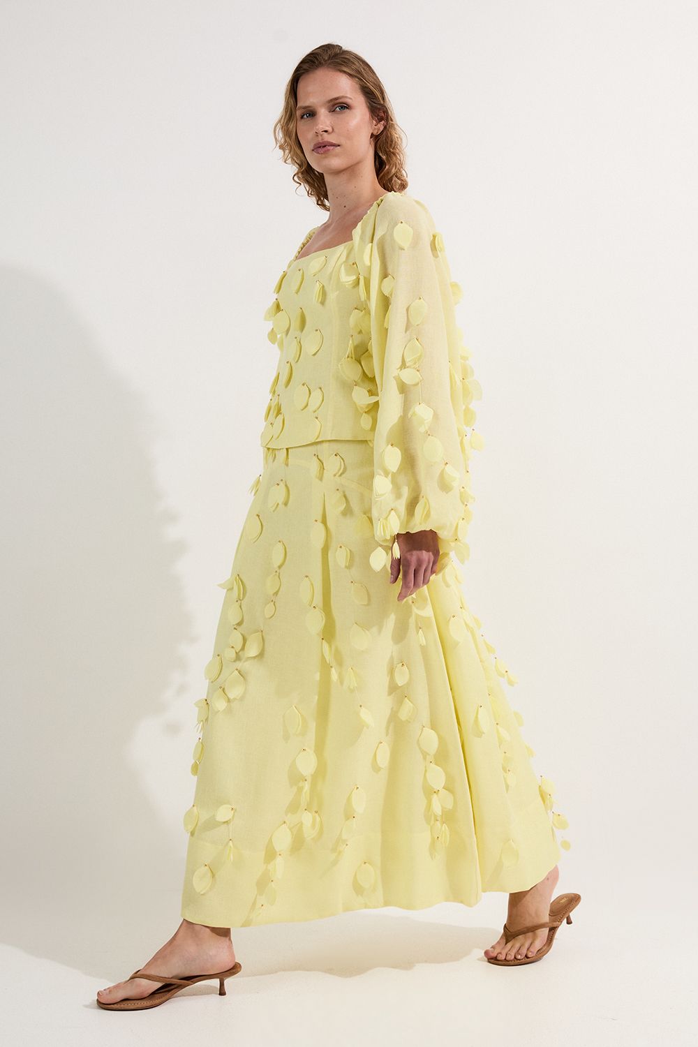 Applique Woven Maxi Skirt