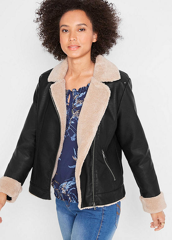 bonprix Asymmetric Zip Aviator Jacket