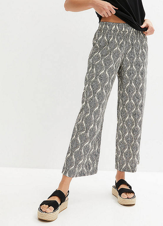 bonprix Cropped Printed Pull-On Trousers