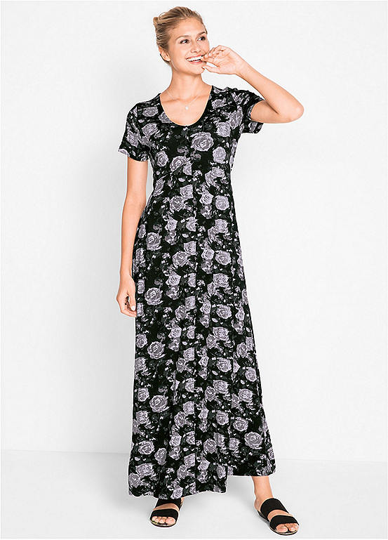 bonprix Floral Jersey Maxi Dress