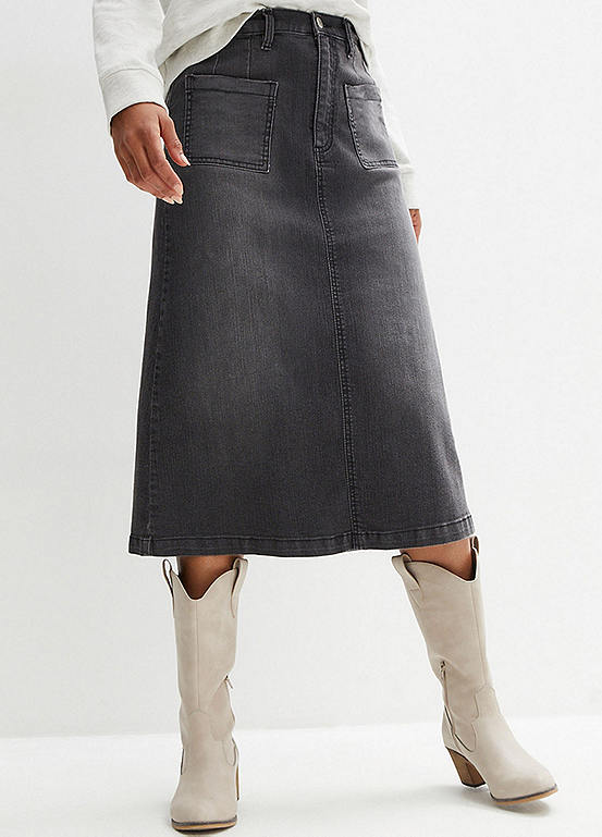bonprix Stretch Denim A-Line Skirt