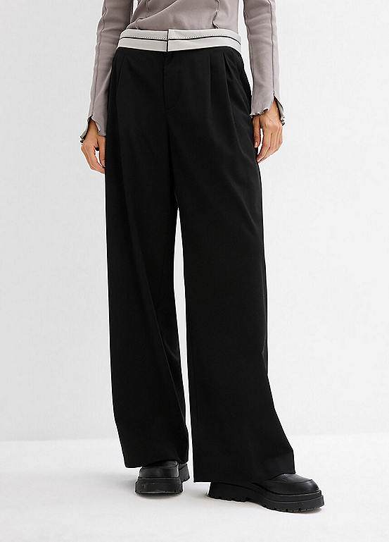 bonprix Wide Leg Pleated Trousers