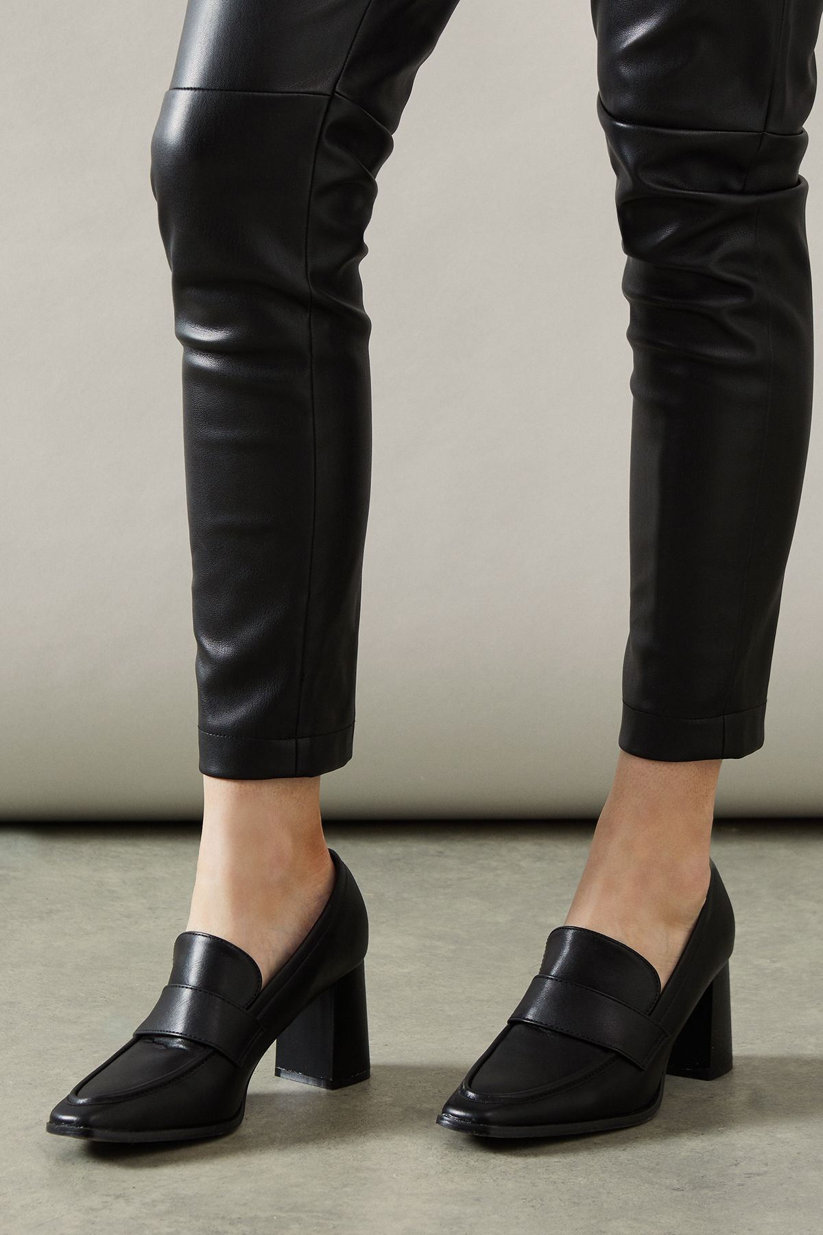 Lola Square Toe High Heel Penny Loafers