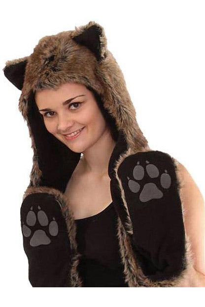 Cat Bear or Wolf Hood with Scarf and Pockets - Hat