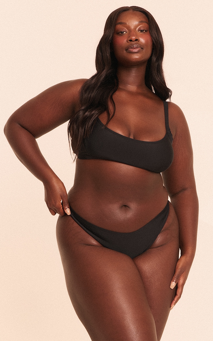 Plus Black Boomerang Tanga Bikini Bottoms