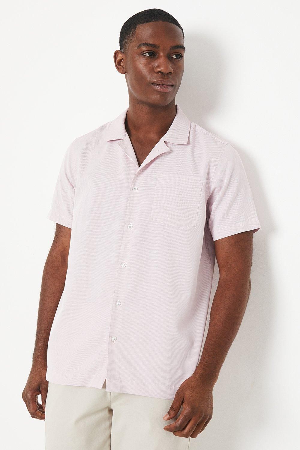 Pink Resort Collar Dobby Short Sleeve Shirt