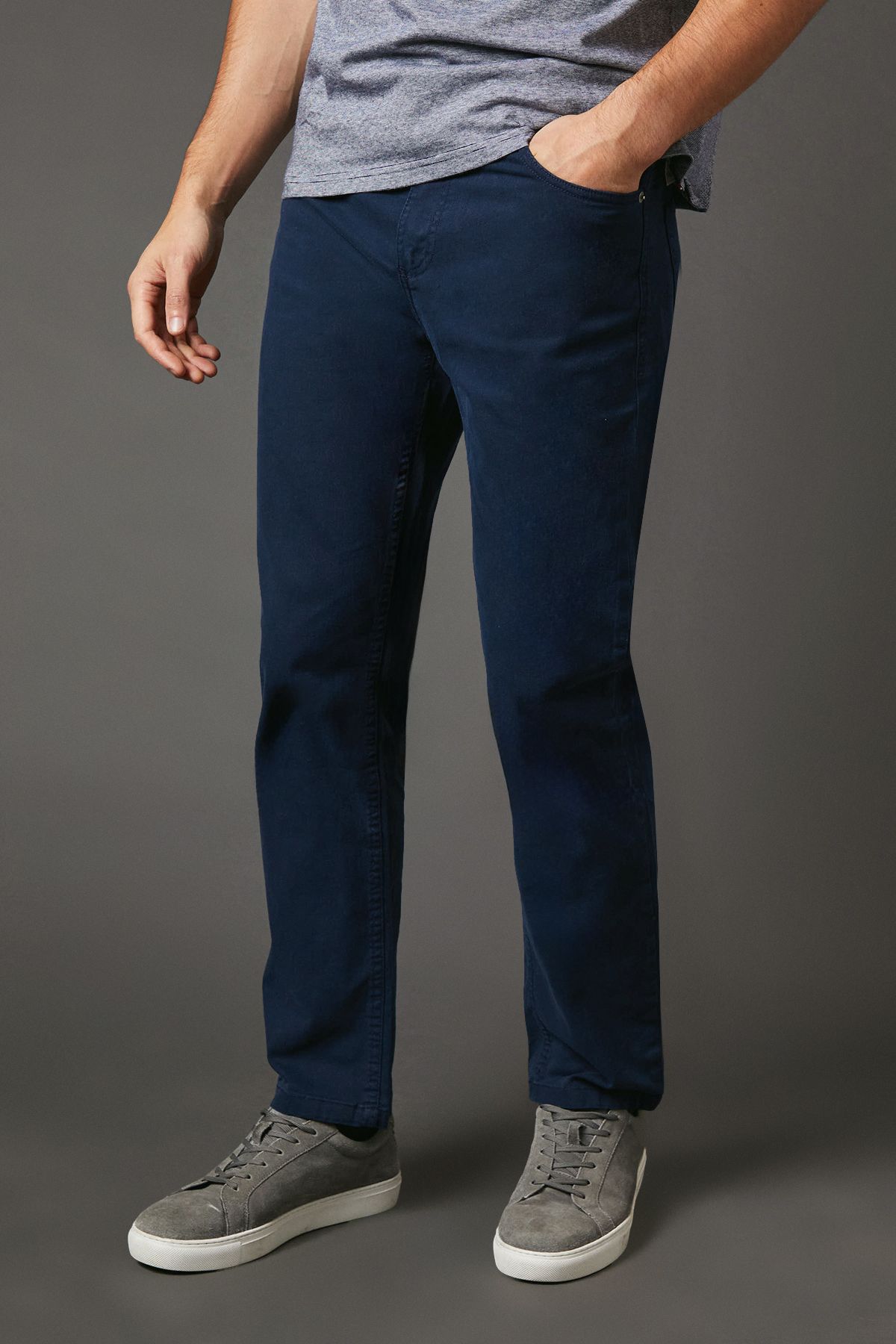 Navy Stretch Twill Straight Leg Jeans