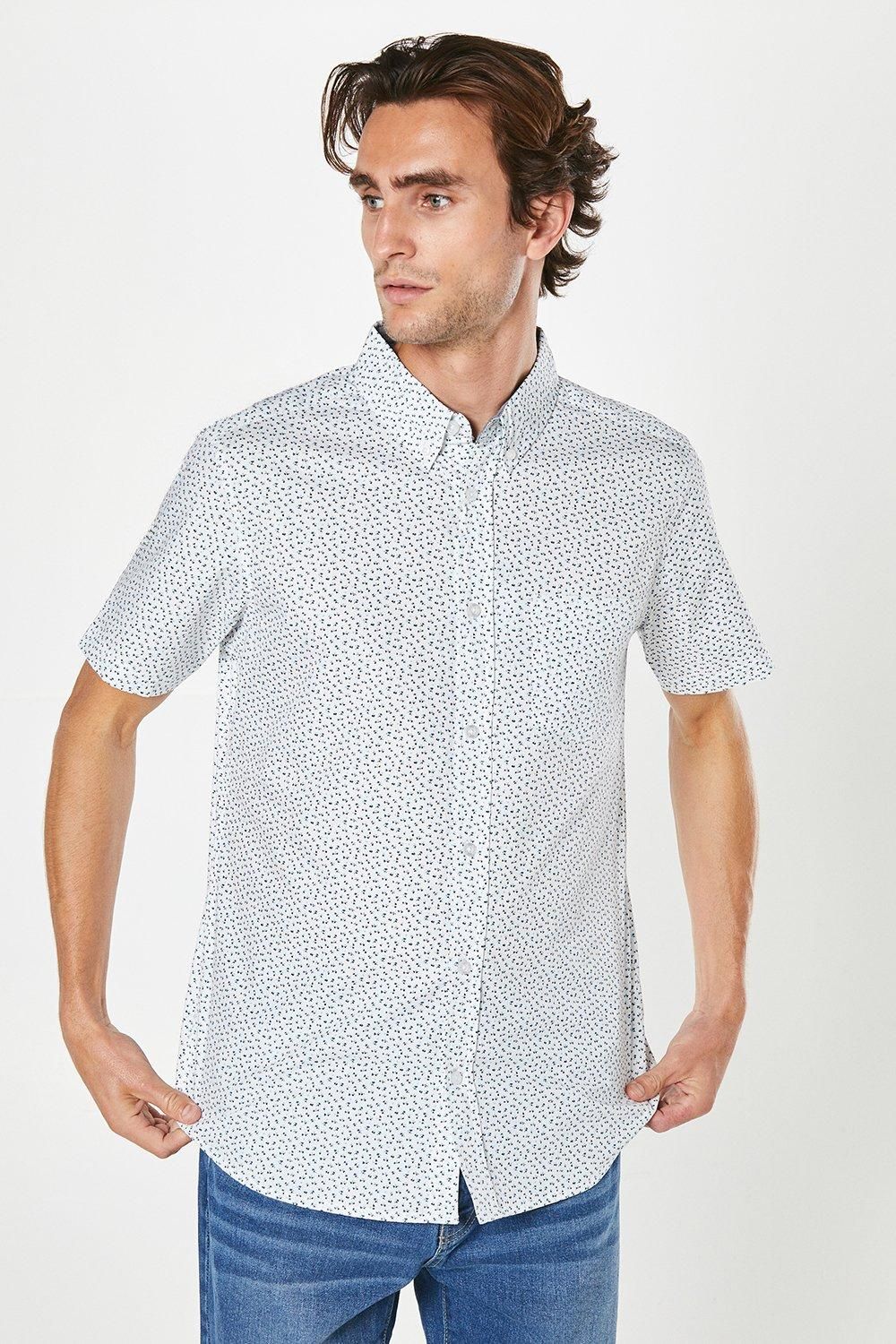 White Peak Ditsy Print Short Sleeve Shirt