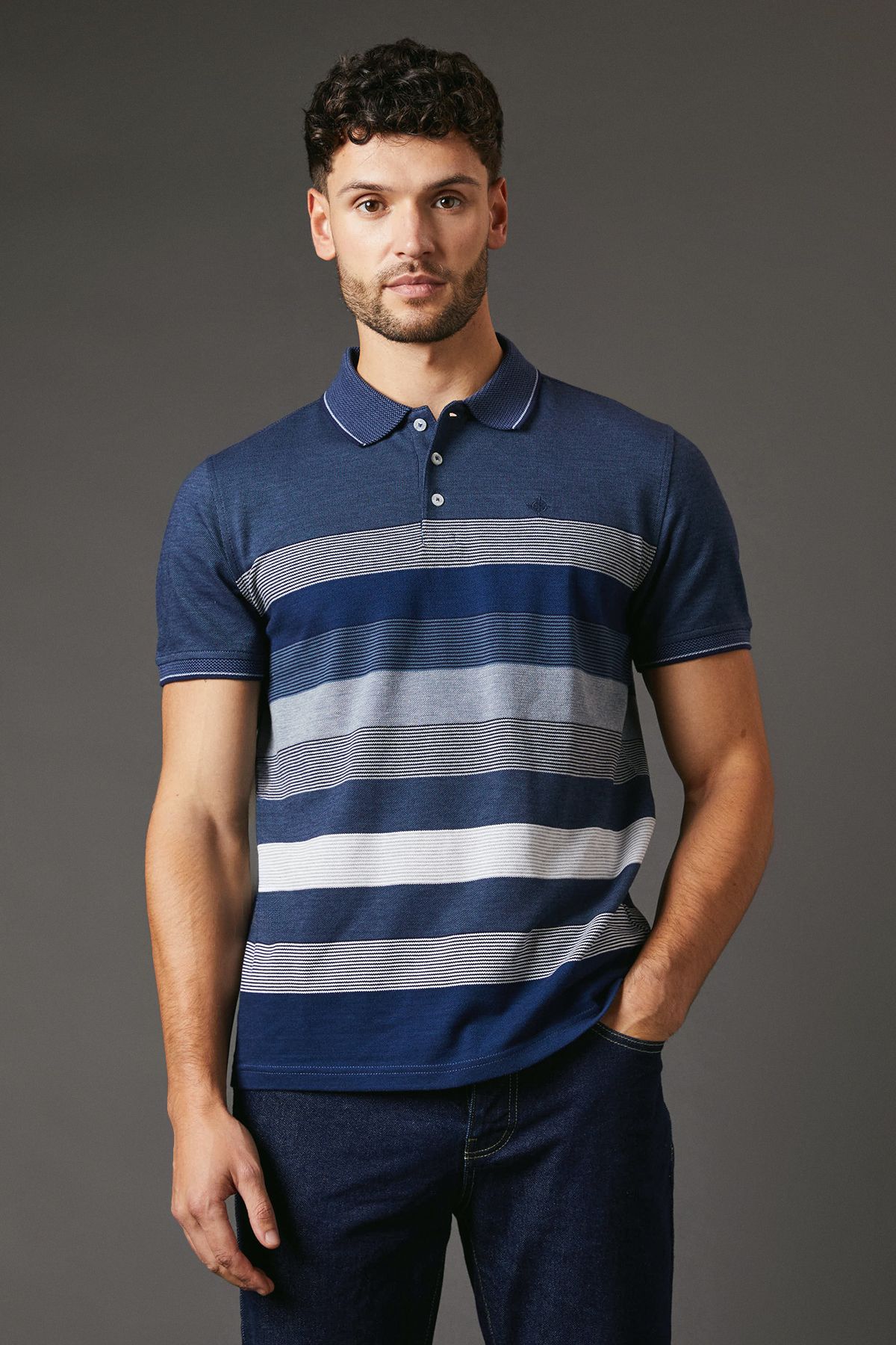 Blue Oakland Stripe Polo Shirt