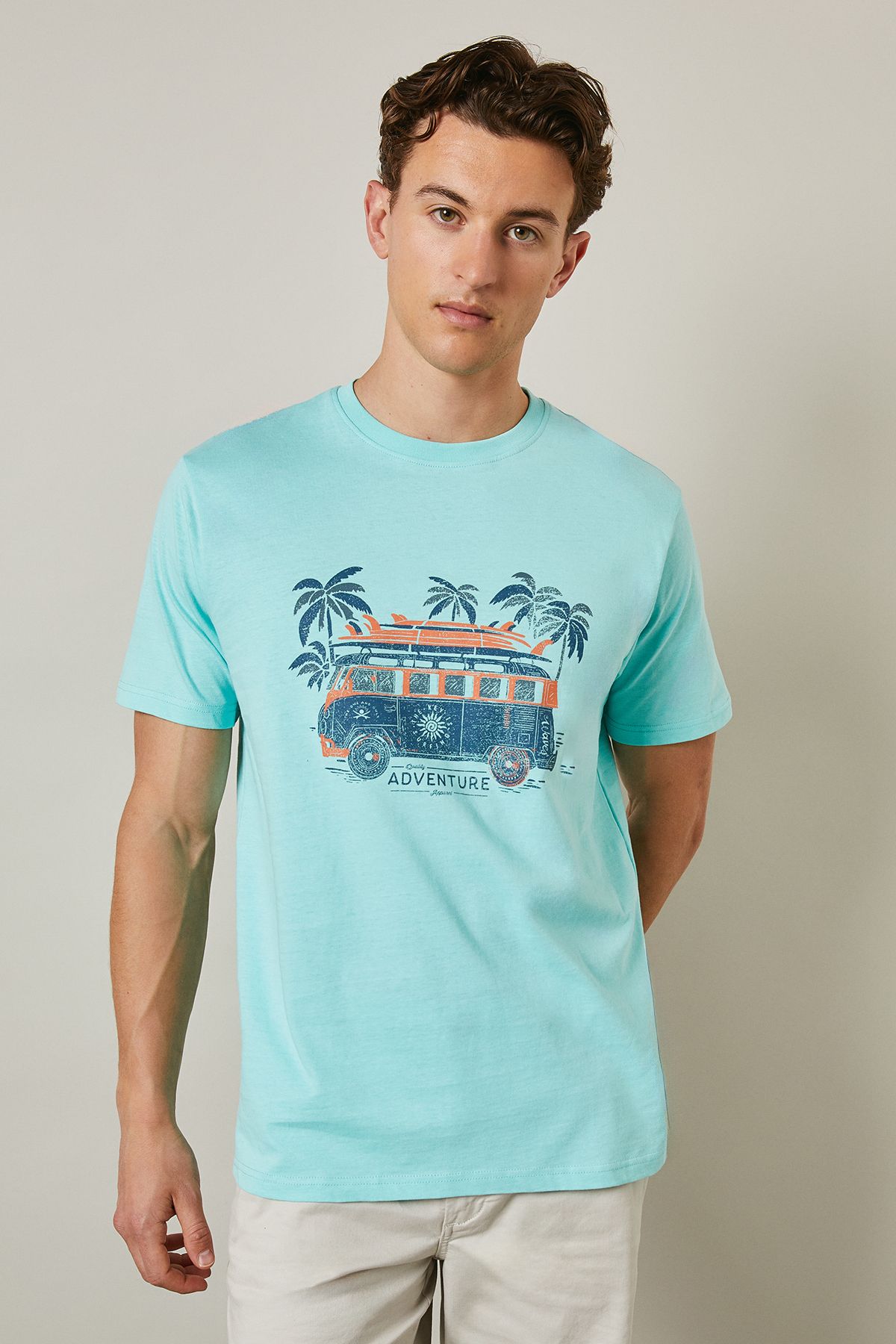 Aqua Summer Adventure Print T-shirt