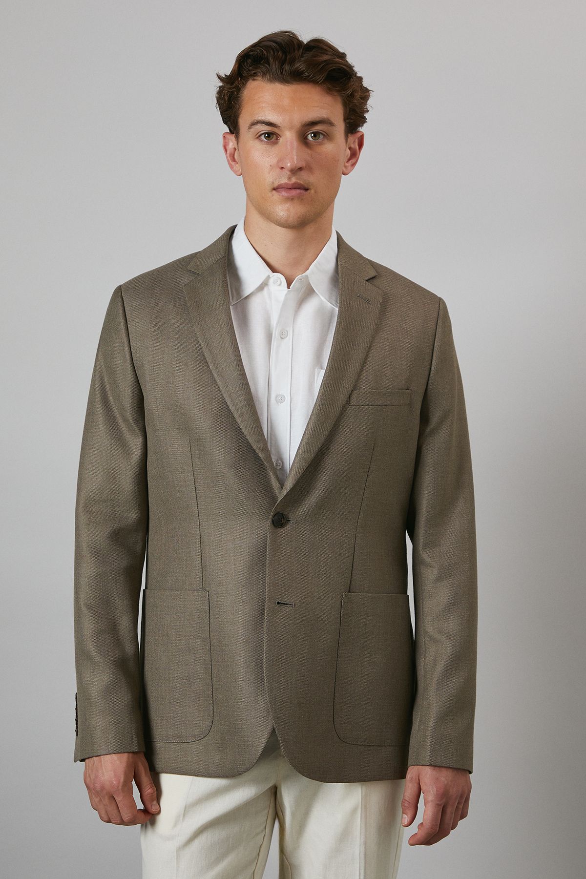 Brown Slim Fit Patch Pocket Blazer