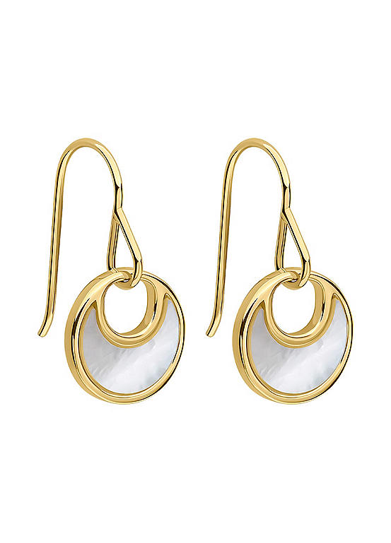 Fiorelli Crescent Mother Of Pearl Drop Earrings with Yellow Gold Plating