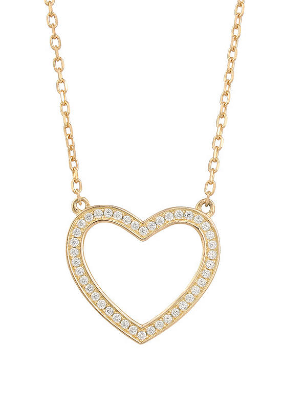 For You Collection 18Ct Gold Plated Heart Cubic Zirconia Adjustable Necklace
