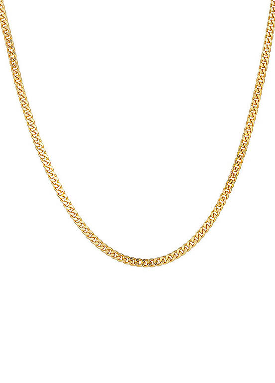 For You Collection 18ct Gold Plated Sterling Silver Adjustable Chunky Curb Necklace Chain