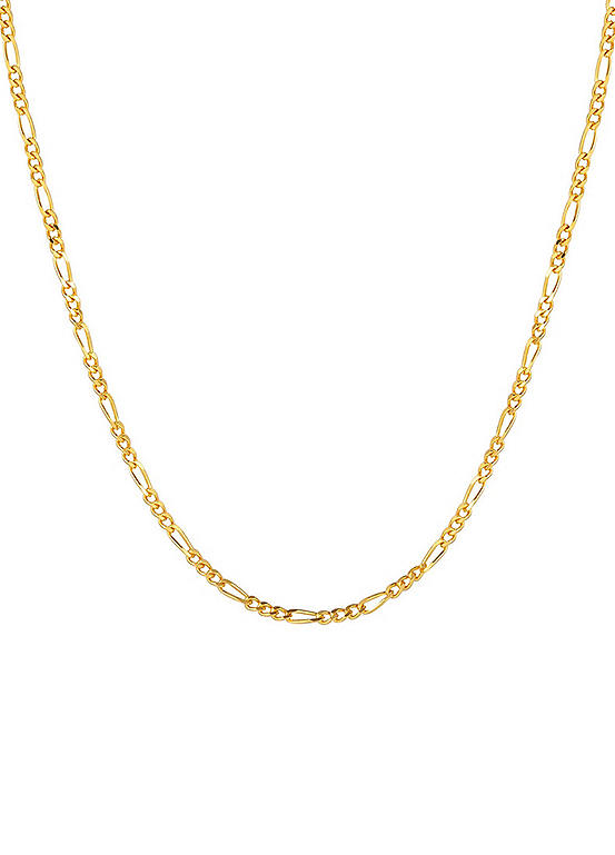 For You Collection 18ct Gold Plated Sterling Silver Adjustable Dainty Figaro Necklace Chain