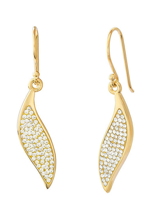 For You Collection 18ct Gold Plated Sterling Silver Crystal Hook Drop Earrings