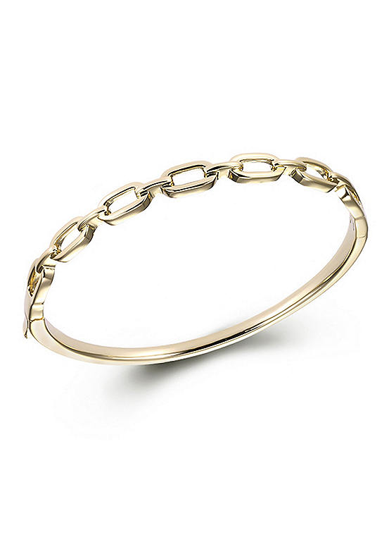 For You Collection 18ct Gold Plated Sterling Silver Hinged Chain Bangle
